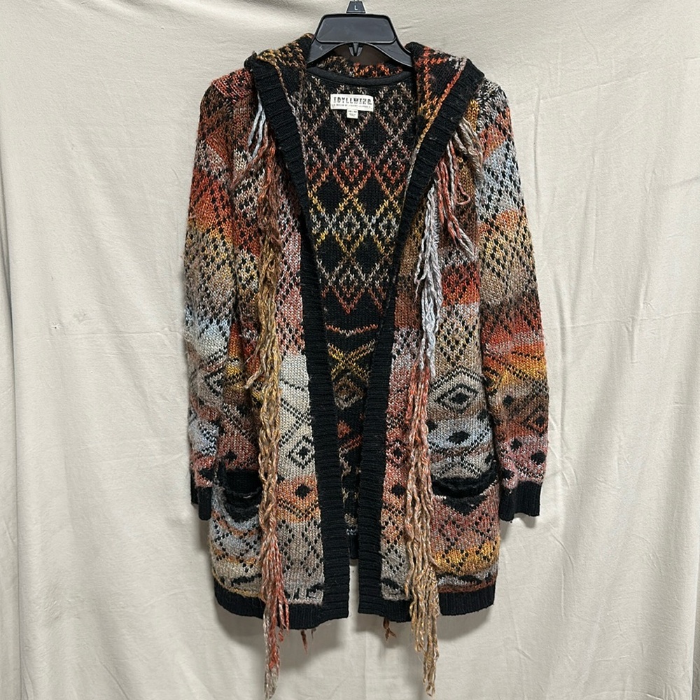 Idyllwind Multicolor Fringe Knit Cardigan - Black Trim